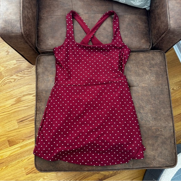 Abercrombie & Fitch Dresses & Skirts - Abercrombie & Fitch Burgundy Polka Dot Mini Dress (Size L Short)